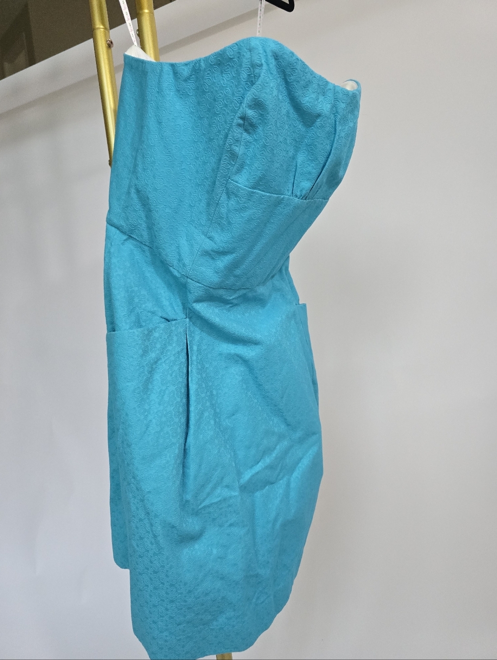 Lilly Pulitzer Strapless Blue Floral Blossom Cotton Dress Sz 12